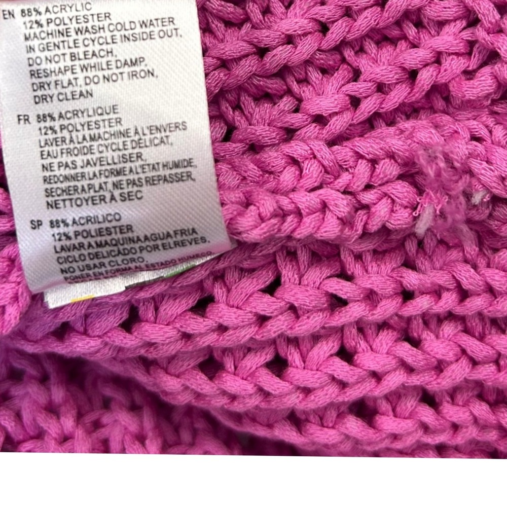Rd Style Darla Crewneck‎ Cropped Sweater Women's Size Medium Pink Crochet Knit - Picture 6 of 10
